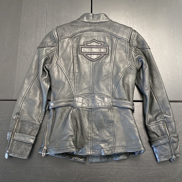 Harley-Davidson Ladies Croc Embossed Leather Jacket - XS